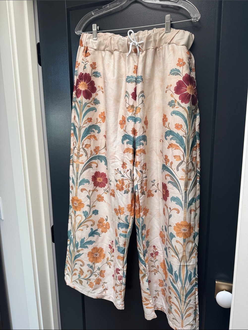 Wide leg floral pants